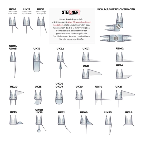 Bild von STEIGNER Duschdichtung UK21 - 30cm für Duschtüren