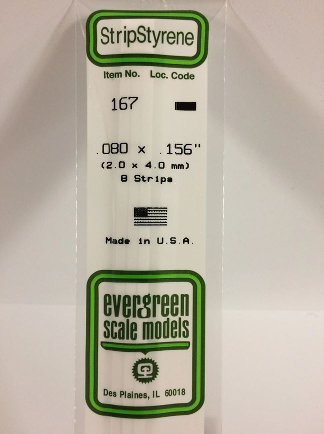 Bild von Evergreen 167 Plasticcart Strip 2,0x4,0x350mm (10) Polystyrene Vierkantprofile