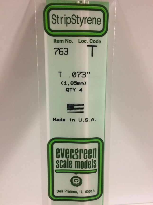 Bild von Evergreen 763 Plasticcart T Shape 1,8x1,8x350mm (4) Polystyrene T-Profil Channel