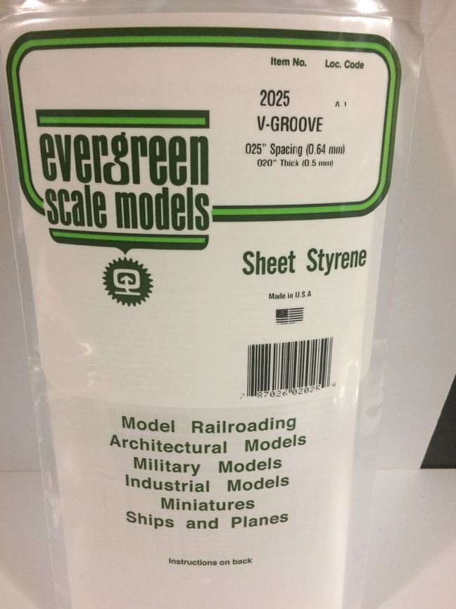 Bild von Evergreen 2025 Plasticcart Sheet V Groove Siding 0,64 mm Spacing 150x300x0,5mm