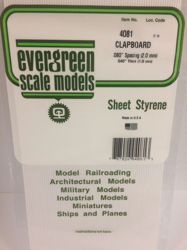 Bild von Evergreen 4081 Plasticcart Sheet Clapboard Siding 2,0mm Spacing 150x300x1,0mm