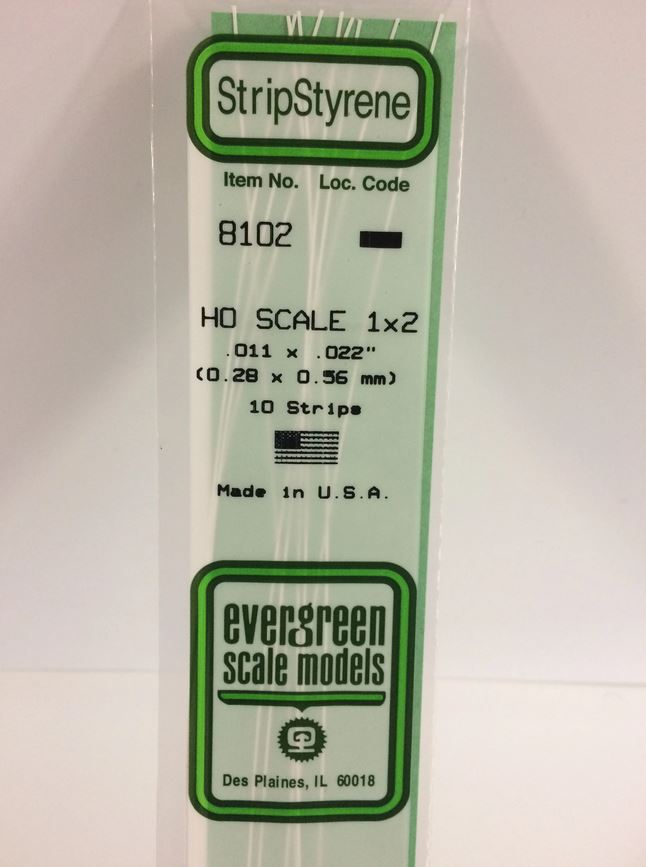 Bild von Evergreen 8102 Plasticcart HO Scale Strip 0,28x0,56x350mm Polystyrene Leisten