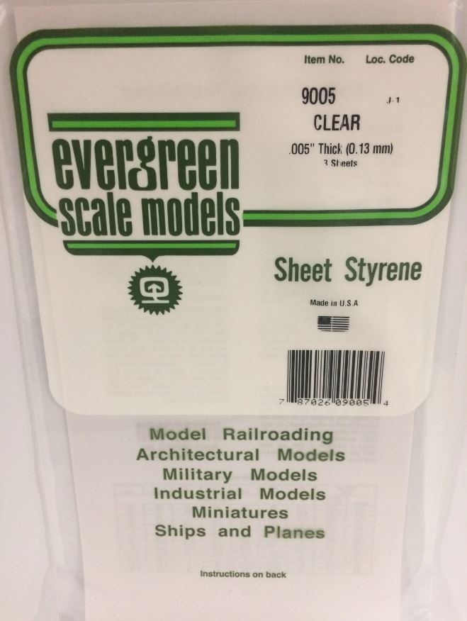 Bild von Evergreen 9005 Plasticcart Sheet Clear 150x300x0,13mm (3) Polystyrene Modellbau
