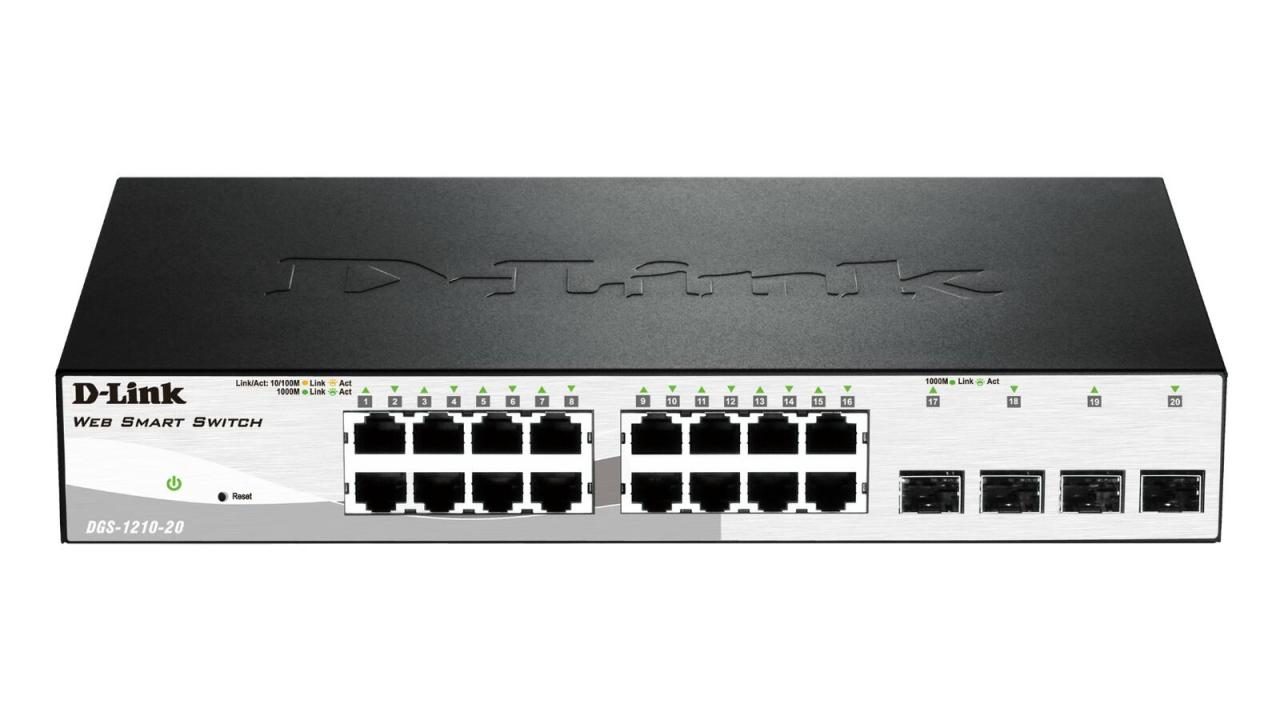 Bild von D-Link Web Smart DGS-1210-20 - Switch - verwaltet - 16 x 10/100/1000 + 4 x Gigabit SFP - Desktop, an Rack montierbar (DGS-1210-20)