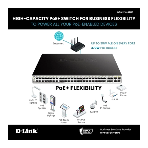 Bild von D-Link DGS-1210-26 Smart+ Managed Switch [24x Gigabit Ethernet, 2x GbE/SFP Combo]