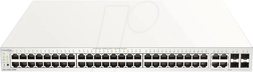 Bild von Dlink Switch 48G 4SFP PoE 370W Nucl 48x10/100/1000 4xSFP PoE Nuclias (52 Ports), Netzwerk Switch, Weiss