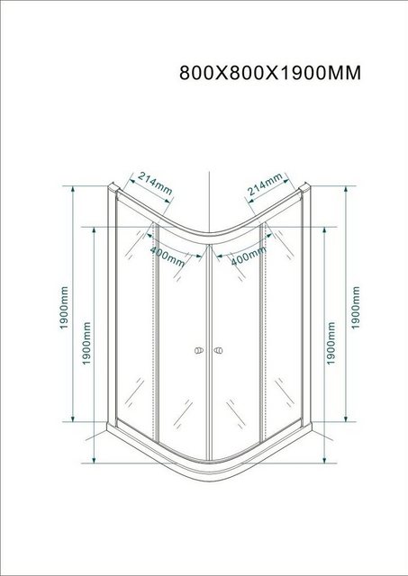 Bild von Fischer und Adamek Eckdusche Duschkabine Viertelkreis Eckdusche Duschabtrennung Glas Fulda 14 cm, BxT: 80x80 cm, Klarglas