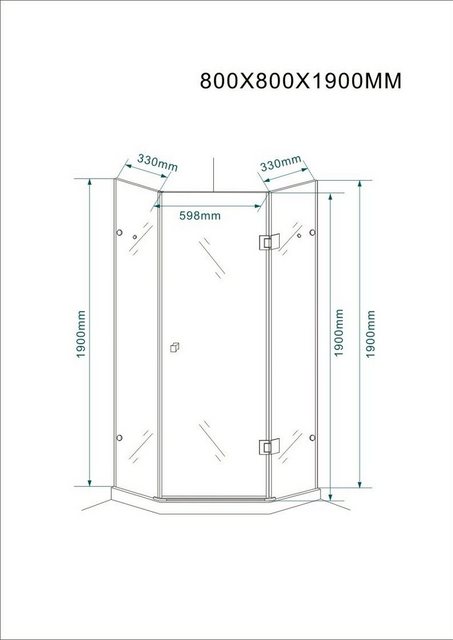 Bild von Fischer und Adamek Eckdusche FünfeckFünfeck EckDuschkabine Duschabtrennung EckESG Glas, BxT: 80x80 cm, Gestreift
