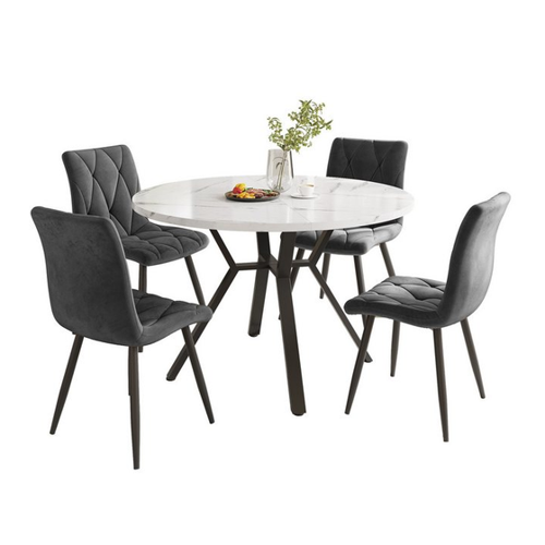 Bild von OKWISH Essgruppe 1 Esstisch und 4 Stühle – Modernes Set für Ihr Esszimmer