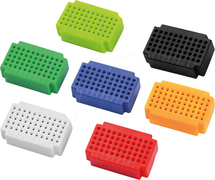 Bild von BREADBOARD1 55 - Experimentier-Steckboard, 55 Kontakte, 7er-Set