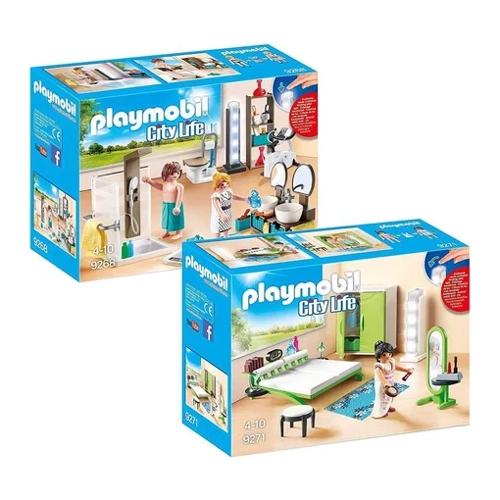 Bild von PLAYMOBIL® City Life 2er Set Badezimmer + Schlafzimmer