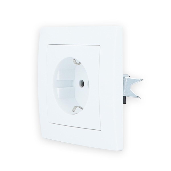 Bild von Kunststoff 1-fache Steckdose VDE Unterputz Weiß H1-C51GM+H1-C001 LINA