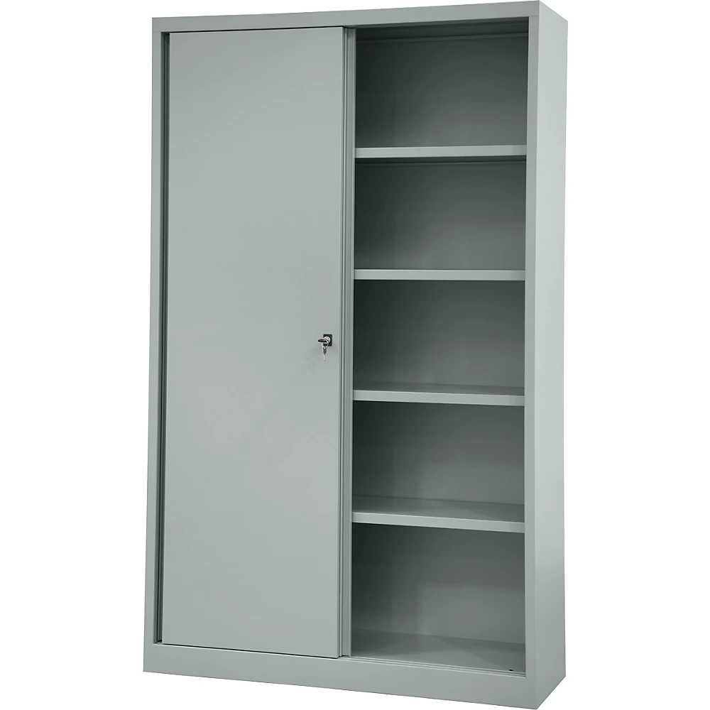 Bild von Bisley Schiebetürenschrank Eco Stahl 4 Fachböden 5 OH silber