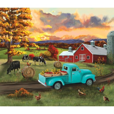 Bild von SunsOut Fall Sunset at the Barn 550 Teile Puzzle Sunsout-48226