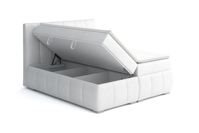 Bild von Fun Möbel Boxspringbett Boxspringbett Schlafzimmerbett VINCENZA in Stoff "Orinoco" Schwarz (inkl. Bettkasten, 1-St., inkl. Kaltschaumtopper)