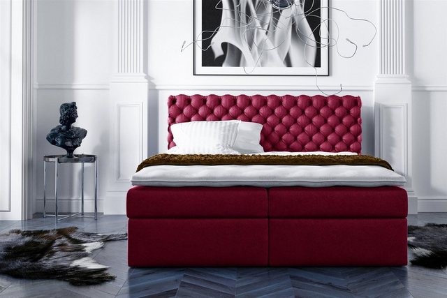 Bild von Fun Möbel Boxspringbett Boxspringbett Schlafzimmerbett PARINI in Stoff Gloss Velvet (inkl. Bettkästen, inkl. Kaltschaumtopper)