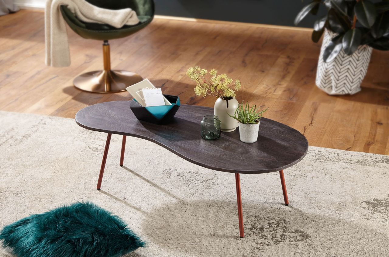 Bild von Couchtisch Nierentisch NITA 122x63x34,5 cm Massivholz Akazie