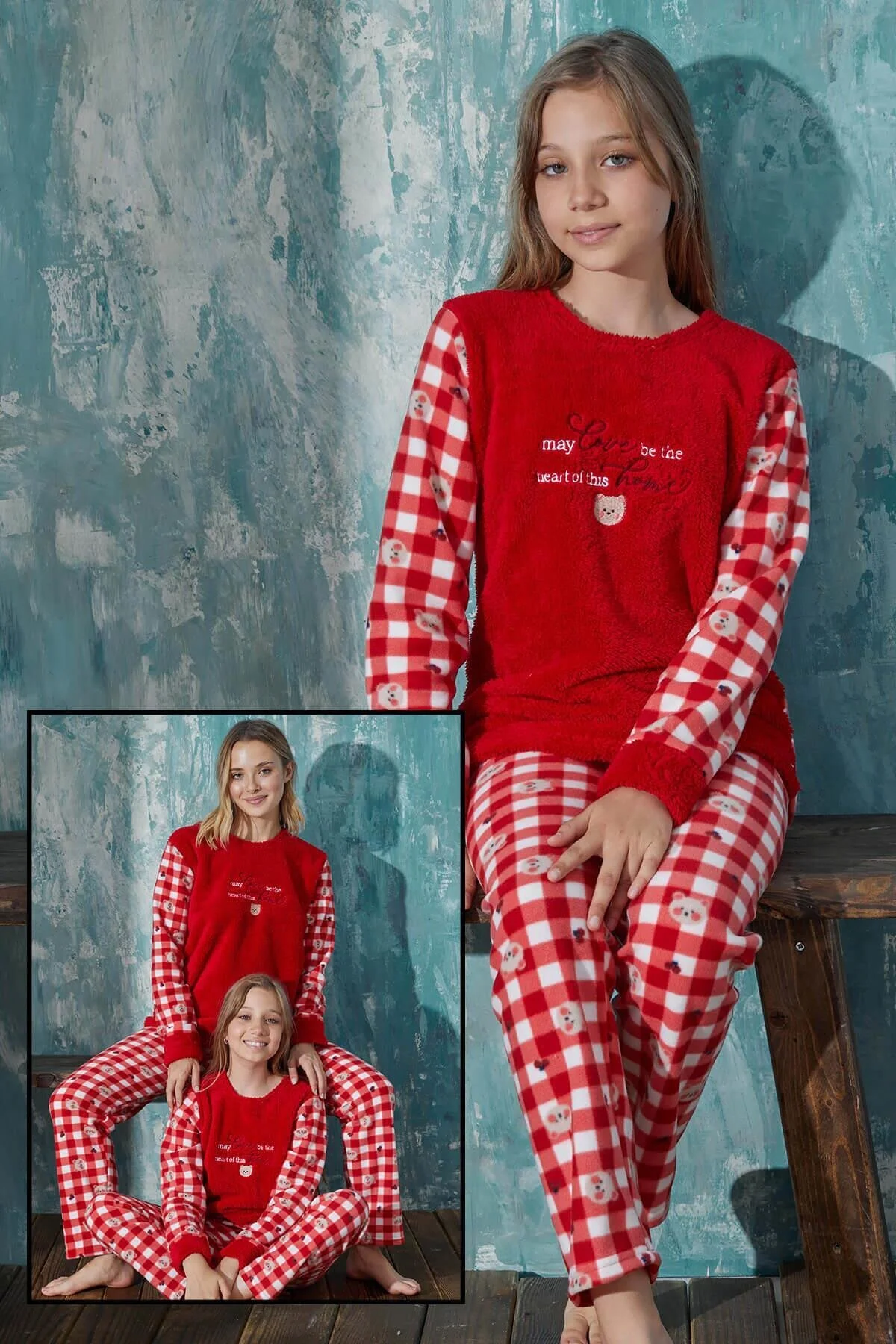 Bild von Pijamaevi Red Home Plüsch-mutter-tochter-familienpyjama – Mädchen-set für Damen - 6–7 Jahre