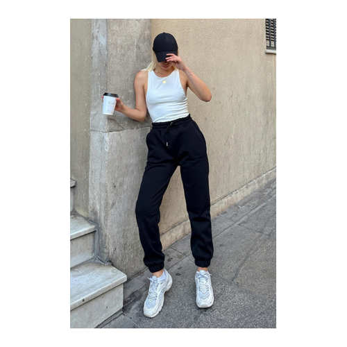 Bild von Swist Schwarze Jogginghose mit Hohem Bund für Damen - L