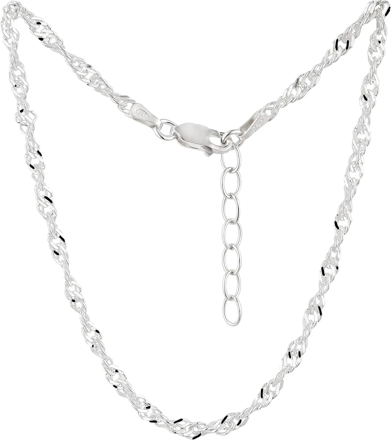 Bild von 7K Damen Fußkettchen aus Sterling Silber 925, Modell 50, verstellbar von 23 bis 26 cm