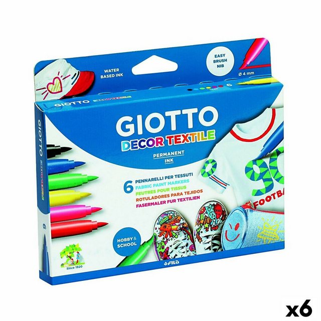 Bild von GIOTTO Marker, Marker-Set Giotto Decor Textile Bunt (6 Stück)