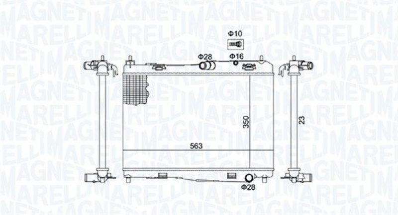 Bild von MAGNETI MARELLI 350213142100 Kühler, Motorkühlung Kühler, Wasserkühler, Autokühler 350 563 23 Kühlrippen mechanisch gefügt