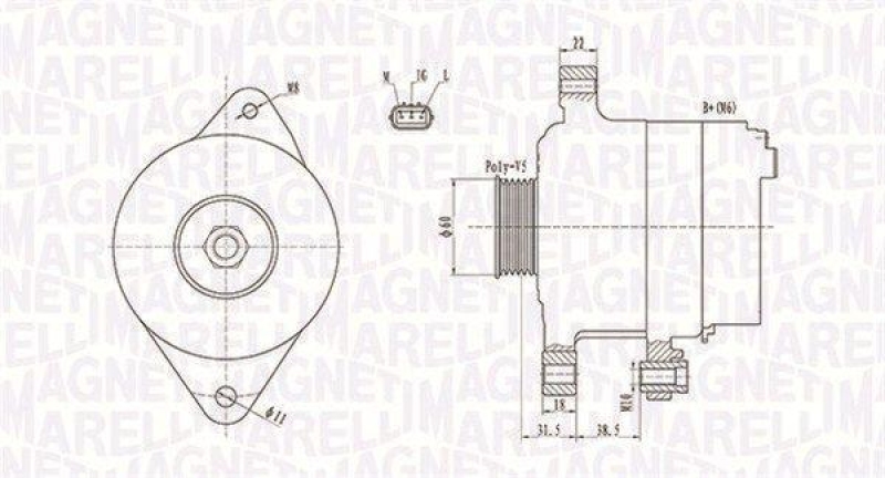 Bild von MAGNETI MARELLI 063731893010 Lichtmaschine 12V 70A TOYOTA: Yaris Verso, Yaris I Hatchback