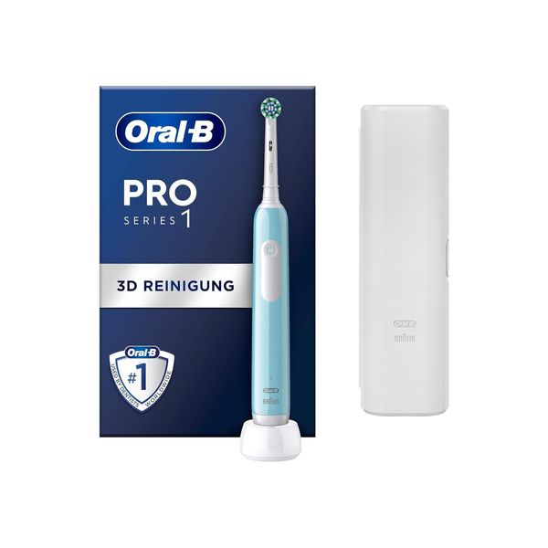 Bild von Oral-B Pro 1 Cross Action Caribbean Blue mit Reiseetui Elektrische Zahnbürste (8001090914132)
