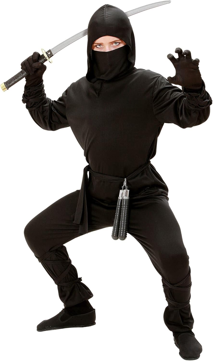 Bild von W WIDMANN MILANO Party Fashion - Kinderkostüm Ninja, Coat mit Kapuze, Hose, Gürtel, Maske, Arm- und Beinbänder, Mottoparty, Karneval