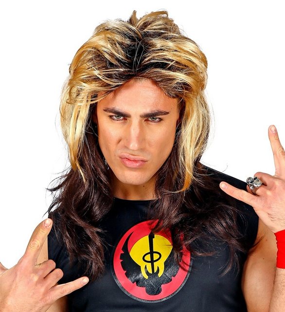 Bild von Widmann S.r.l. Kostüm-Perücke 80er Jahre Rockstar Vokuhila Perücke für Herren -