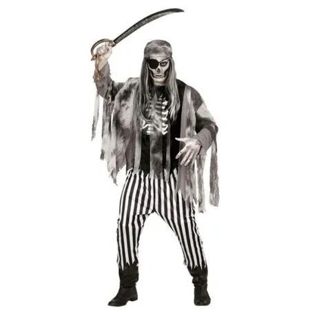 Bild von Plündernder Geisterpirat Herrenkostüm für Halloween schwarz-grau-weiß