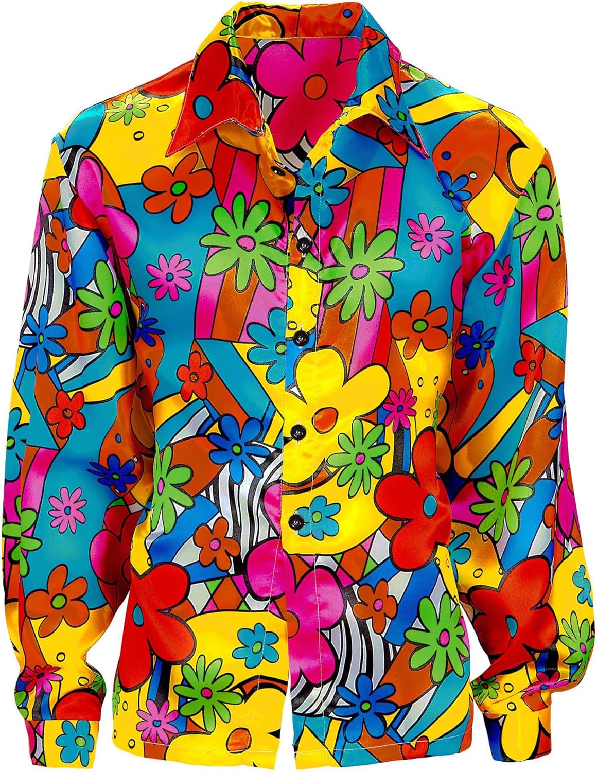 Bild von Widdmann Hippie-Kostüm 70er Herrenhemd Flowerpower, Mit diesem Hemd für Männer wird einem ganz blümerant zumute.