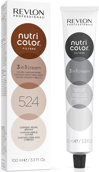 Bild von REVLON PROFESSIONAL Nutri Color FILTERS – TONING FILTERS 524 Hellbraun Irisé Kupfer, 100 ml, pflegende Farbmaske mit INSTA-PIC-TECHNOLOGY, Tönungsmaske zur Farbauffrischung von Kastanientönen Va