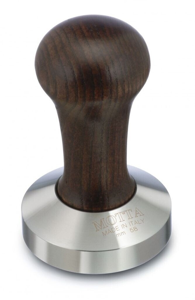 Bild von Motta 8100/M Tamper aus Edelstahl, planar mit braunem Echtholzgriff, 58 mm