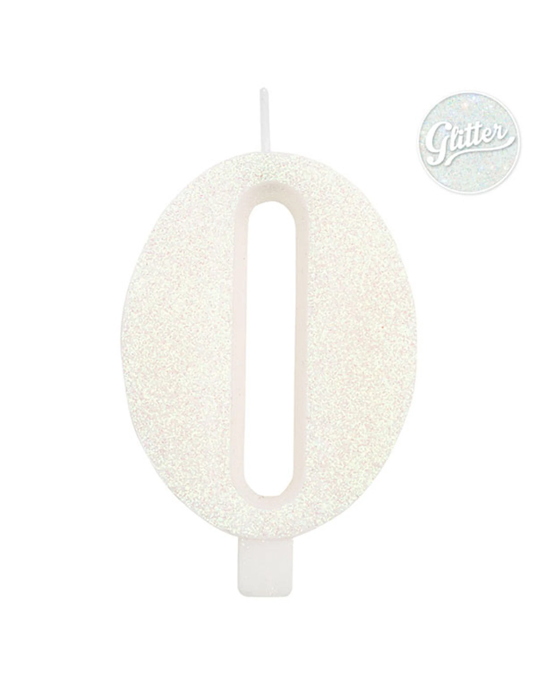 Bild von Geburtstagskerze Zahl mit Pailletten Kuchen-Deko weiss 9,5cm