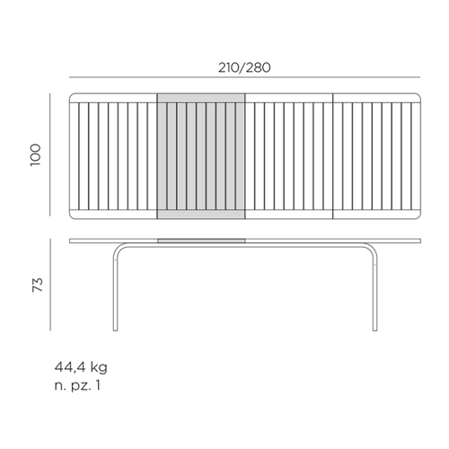 Bild von Nardi ALLORO 210 EXTENSIBLE Gartentisch - 100x210(280)cm - ausziehbar - antracite