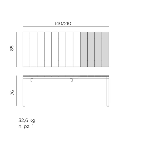 Bild von Nardi Rio Extensible 140 Gartentisch - 85x140(210) cm - tortora