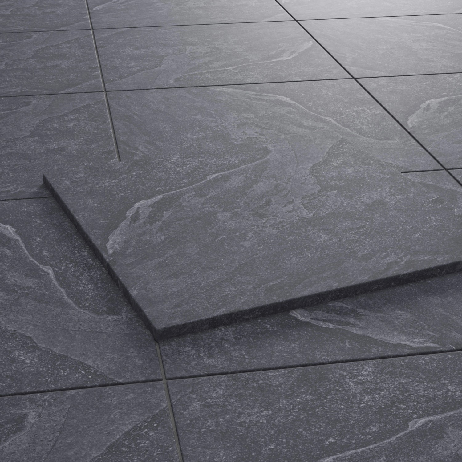 Bild von Terrassenplatte Feinsteinzeug Ardesia Schwarz 60 x 60 x 2 cm 2 Stück