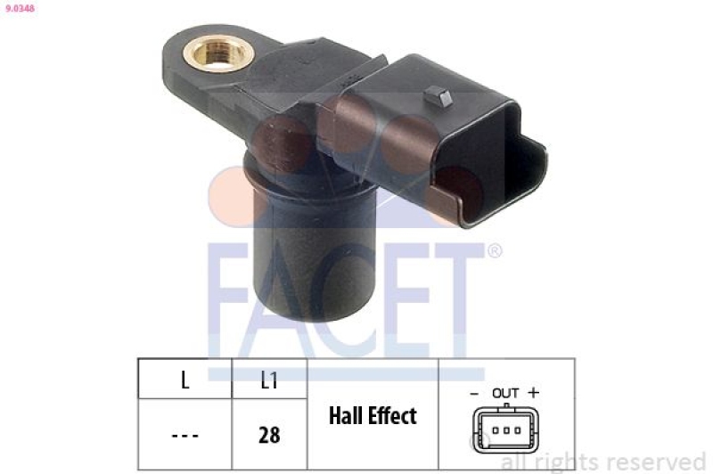 Bild von FACET 9.0348 Sensor, Nockenwellenposition Made in Italy - OE Equivalent RENAULT: MEGANE 3 Grandtour, CLIO 3