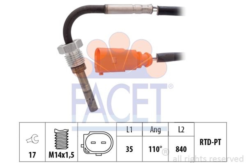 Bild von FACET Sensor, Abgastemperatur Made in Italy - OE Equivalent 22.0247