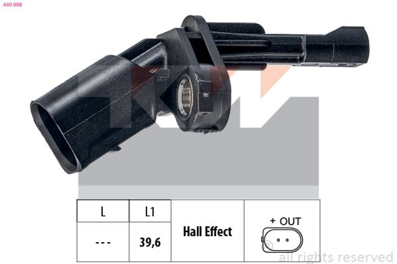 Bild von KW 460 009 ABS Sensor Drehzahlsensor, Raddrehzahl Sensor, Drehzahlgeber Made in Italy - OE Equivalent VOLKSWAGEN: Touran I, Golf 5, Golf 6