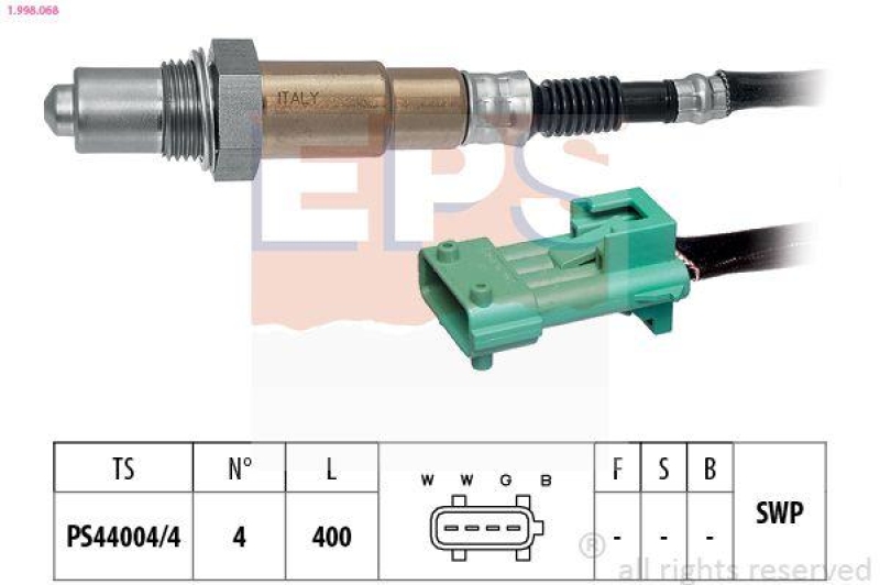 Bild von EPS 1.998.068 Lambdasonde Regelsonde, Lambda Sensor Made in Italy - OE Equivalent beheizt, Planarsonde, Gewinde vorgefettet 4 PEUGEOT: 207 Hatchback
