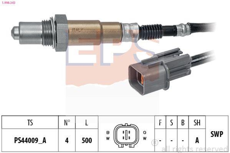 Bild von EPS 1.998.343 Lambdasonde Regelsonde, Lambda Sensor Made in Italy - OE Equivalent beheizt, Planarsonde, Gewinde vorgefettet 4 KIA: RIO 3, Picanto II
