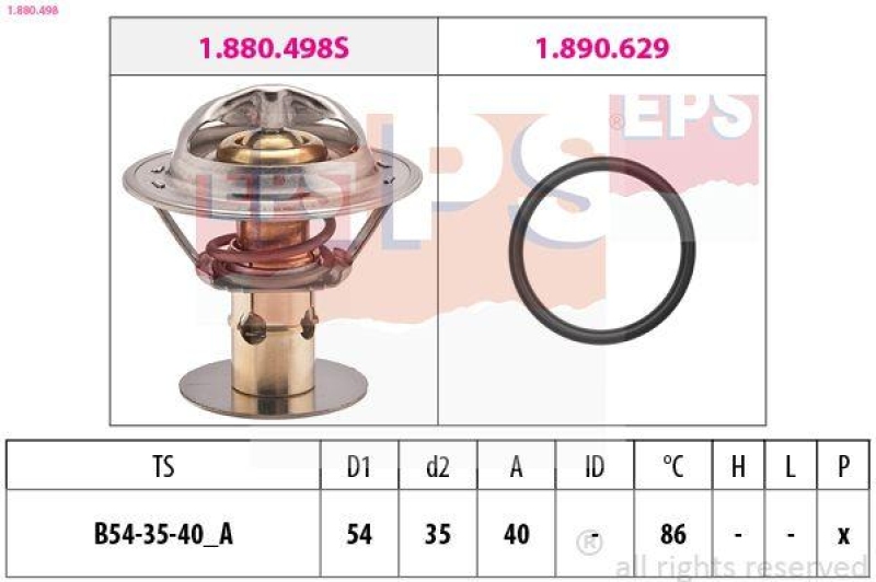 Bild von EPS 1.880.498 Kühlwasserthermostat 86 54 Made in Italy - OE Equivalent mit Dichtung FORD: MONDEO 3 Kombi, MONDEO 3, MONDEO 3 Stufenheck