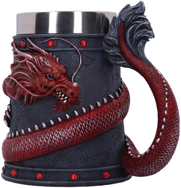 Bild von Nemesis Now Bierkrug, Drachenspule, Rot, 16 cm