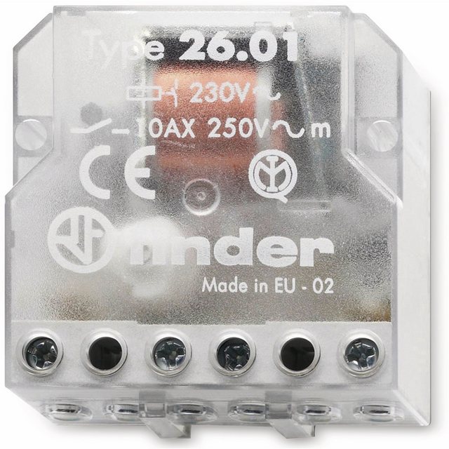 Bild von Finder Stromst.Sch.230VAC 26.01.8.230.0000 Serie 26 für UP-Dose 1S 10A 26.01.8.230.0000 (260182300000), Relais