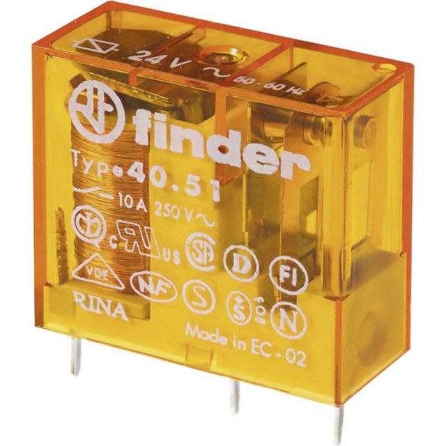 Bild von finder Zeitrelais Finder 40.51.8.230.5001 Printrelais 230 V/AC 10 A 1 Wechsler 1 St., (40.51.8.230.5001)