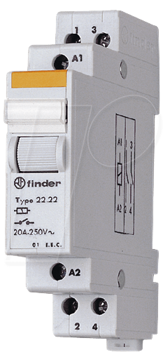 Bild von FINDER Inst.relais 24VDC 22.23.9.024.4000 Serie 22 für 35mm-Schiene 1S 1Ö 20A 22.23.9.024.4000 (222390244000)
