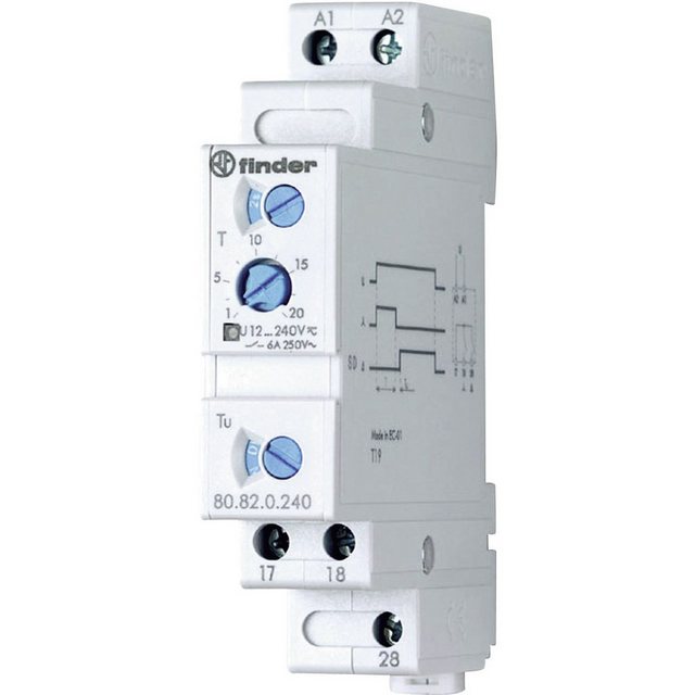 Bild von Finder 808202400000PaS Zeitrelais Starter Modular-Stern-Dreieck 2 Nr. 6 A 12 bis 240 V AC/dc 0,1 s zu 20 min.