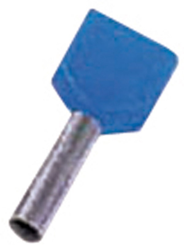 Bild von Intercable, Kabelverbindung, Isoleret dobbelt terminalrør blå 2x2,5mm2 L=13mm - (100 stk.)